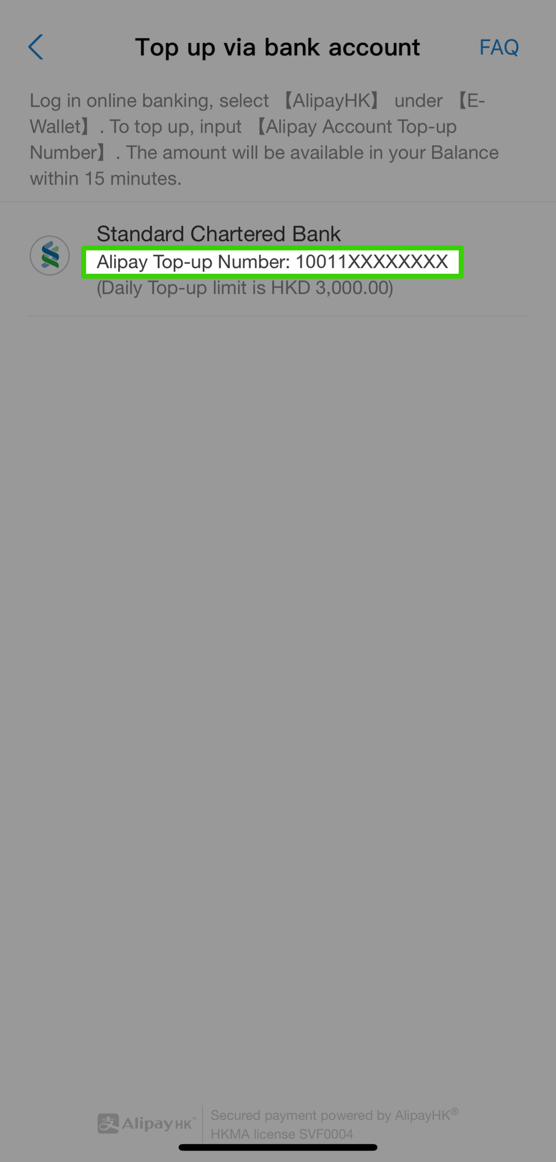 Top up ID is retrieved for adding account on Online Banking