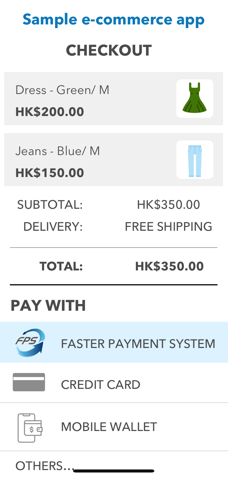 In merchant app or website, choose to pay via FPS