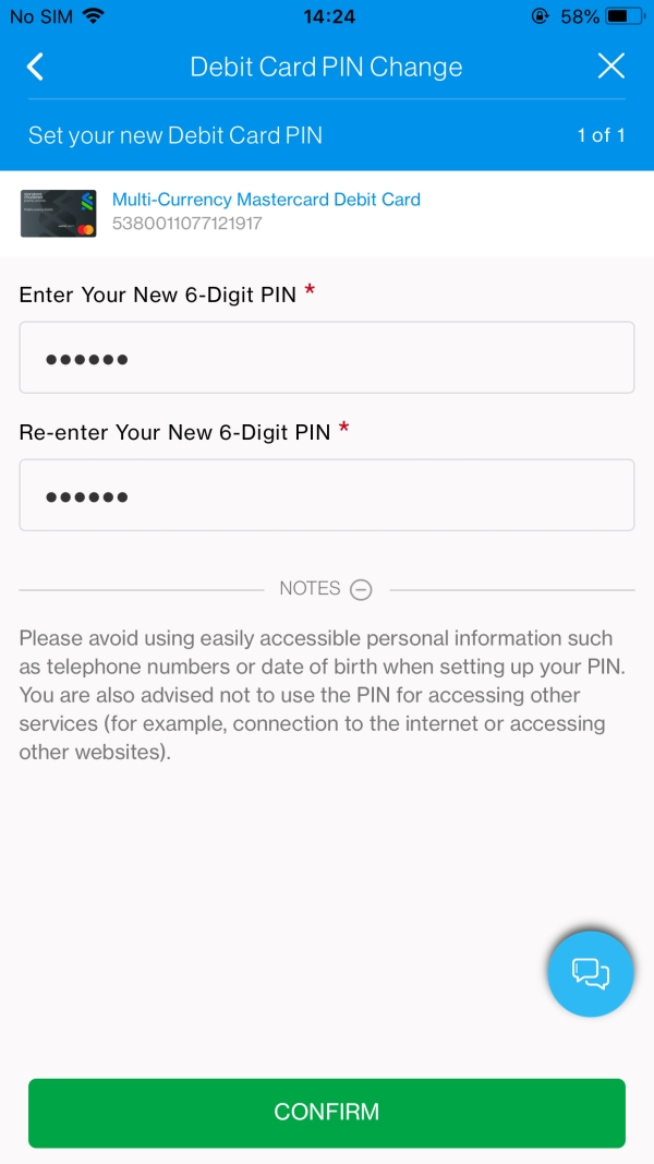 SC Mobile Change your PIN  Step 2
