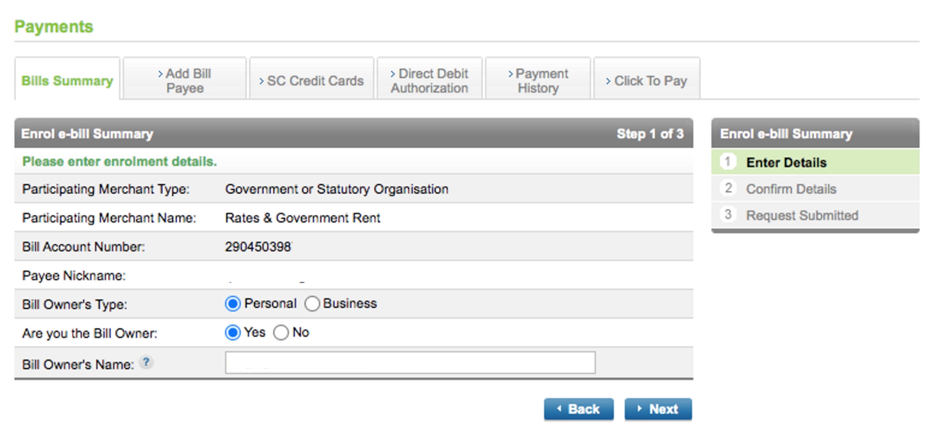How do I enroll for EBPP Step 2