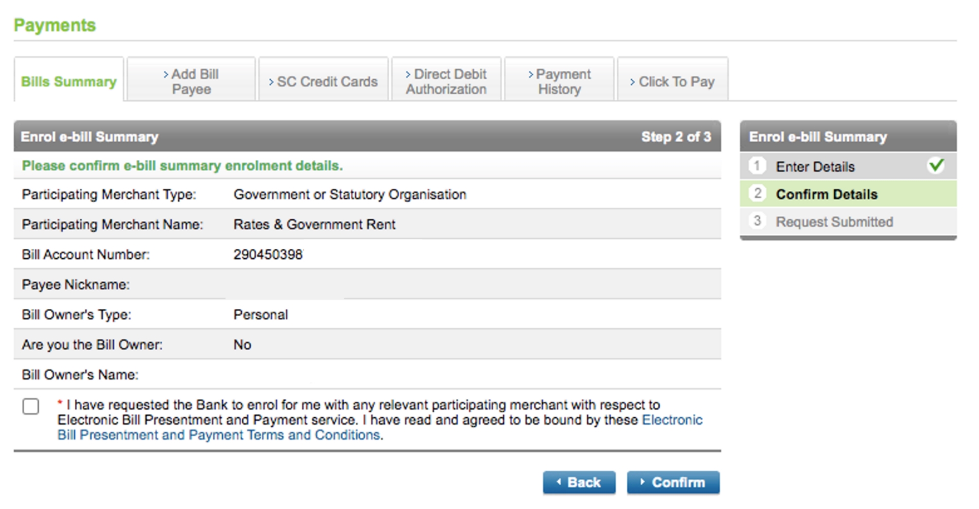 How do I enroll for EBPP Step 3