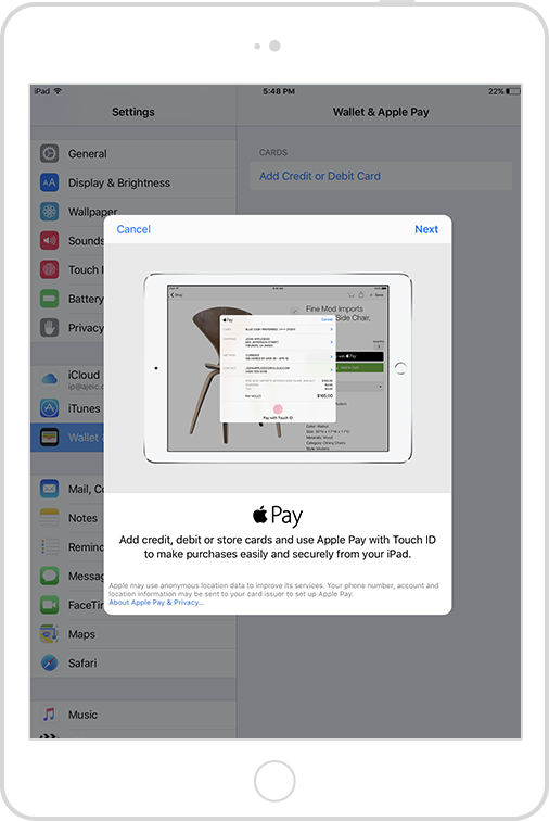 Setup with Apple Pay Step 2