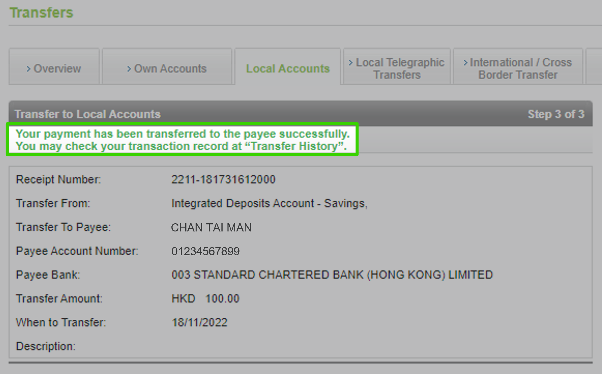 Transfer from current or savings account via Online Banking step 6