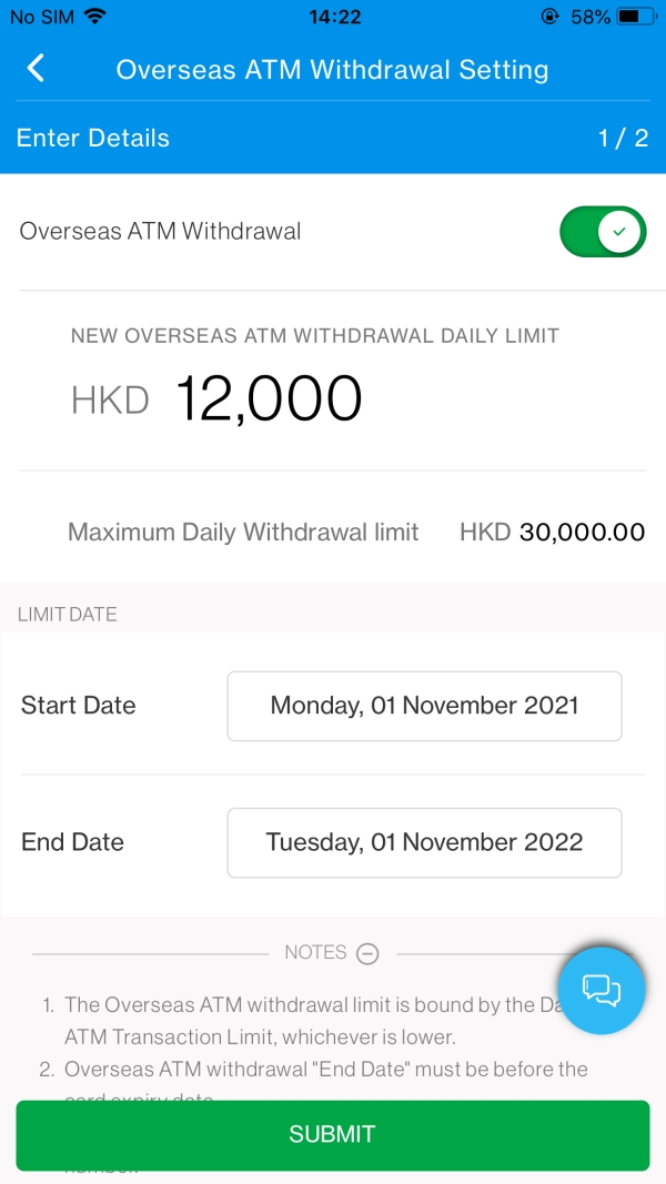 SC Mobile Manage overseas ATM withdrawal Step 3