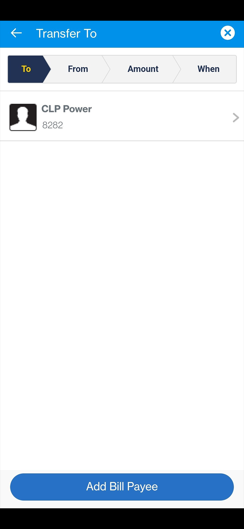 How to add bill payee via SC Mobile Step 1