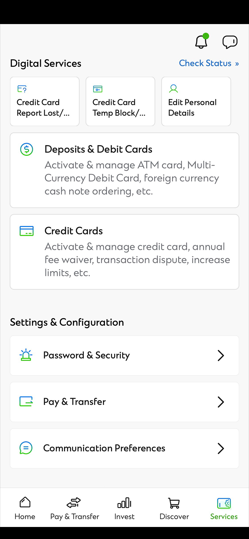 Existing SC Mobile App User Manage Push Notification Step 1