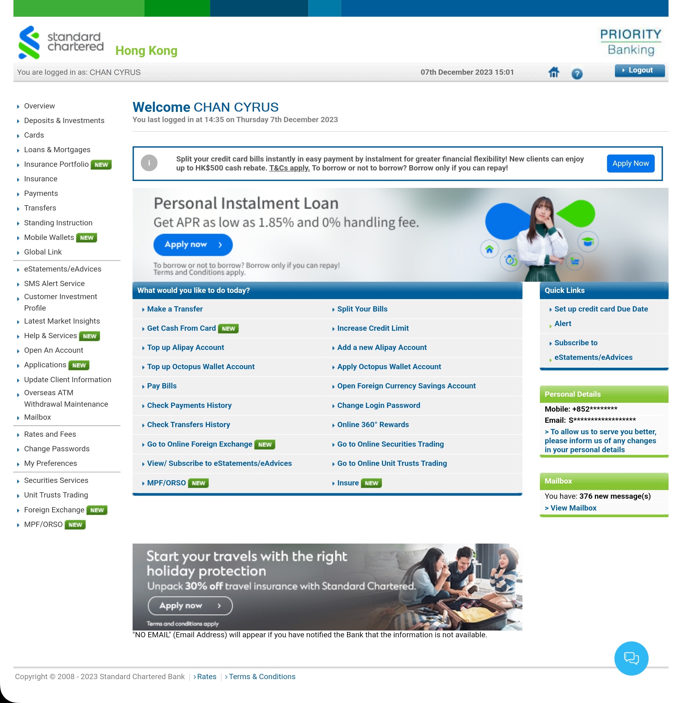 Login from a different device/ through online banking Add an extra layer of protection with SC Mobile Key Step 3