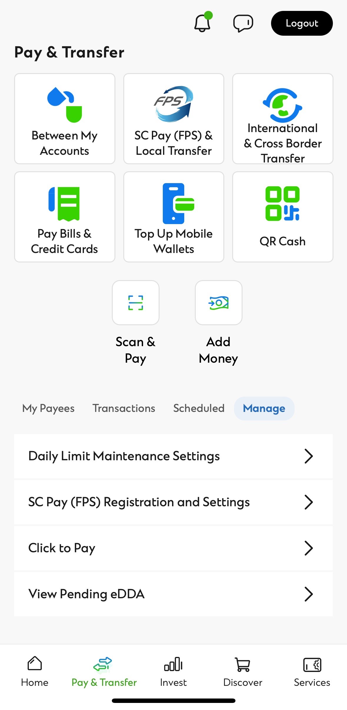 SC mobile side menu, click payment then Pending Payment