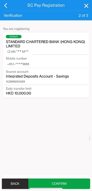 Receive funds with SC Pay Step 4