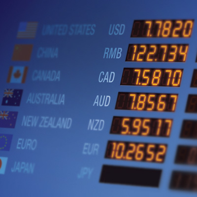 a board to display various currencies exchange rate