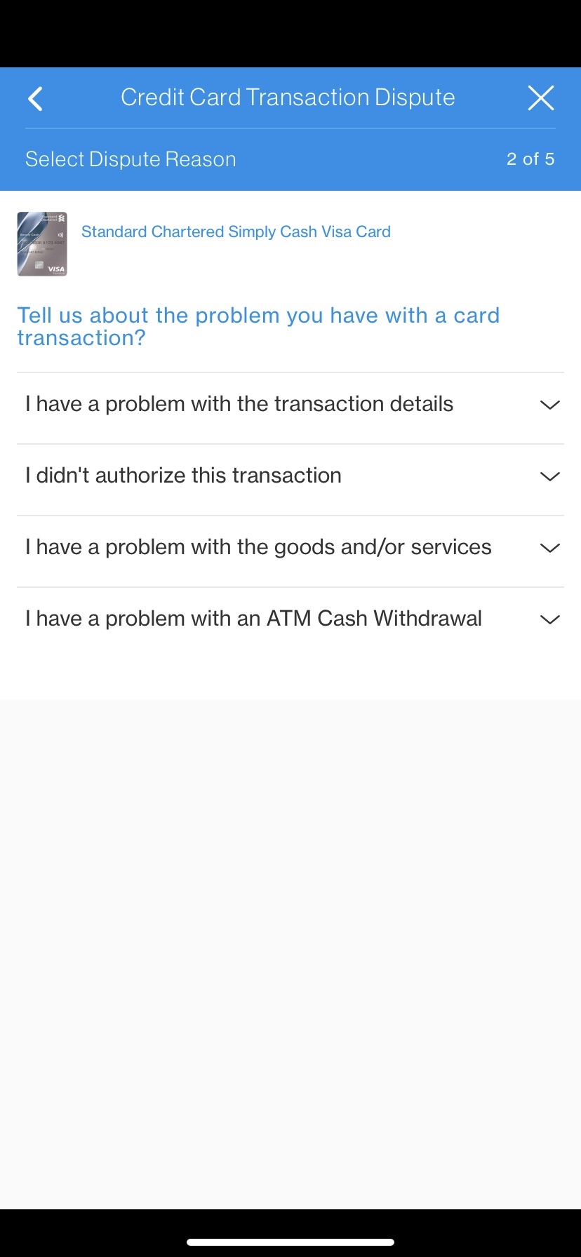 Credit Card Initiate Dispute Request Step 4