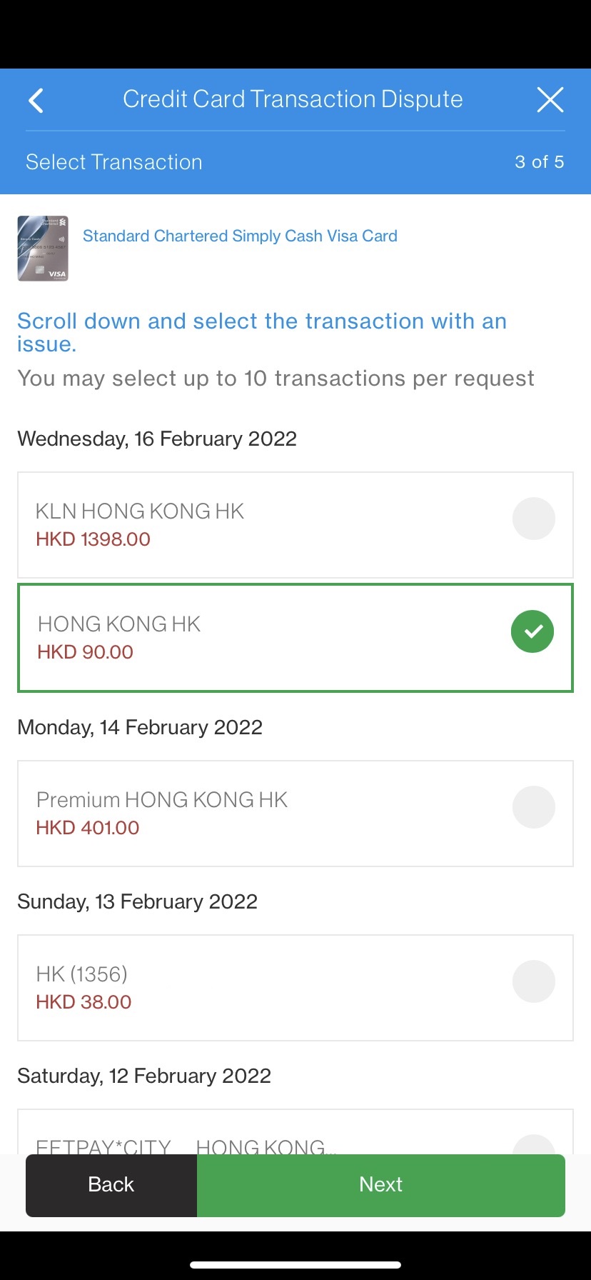 Credit Card Initiate Dispute Request Step 5