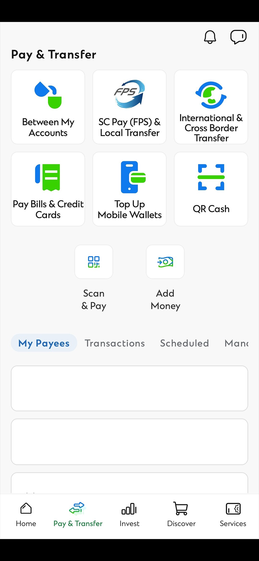 Transfer fund via SC Mobile App step 1
