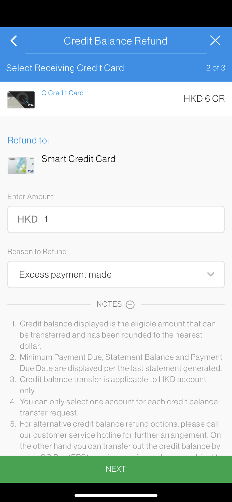 SC Mobile App Transfer Out Credit Balance Step 6