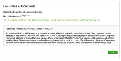 An eDocument email notification will be sent to you when any eDocument is available.