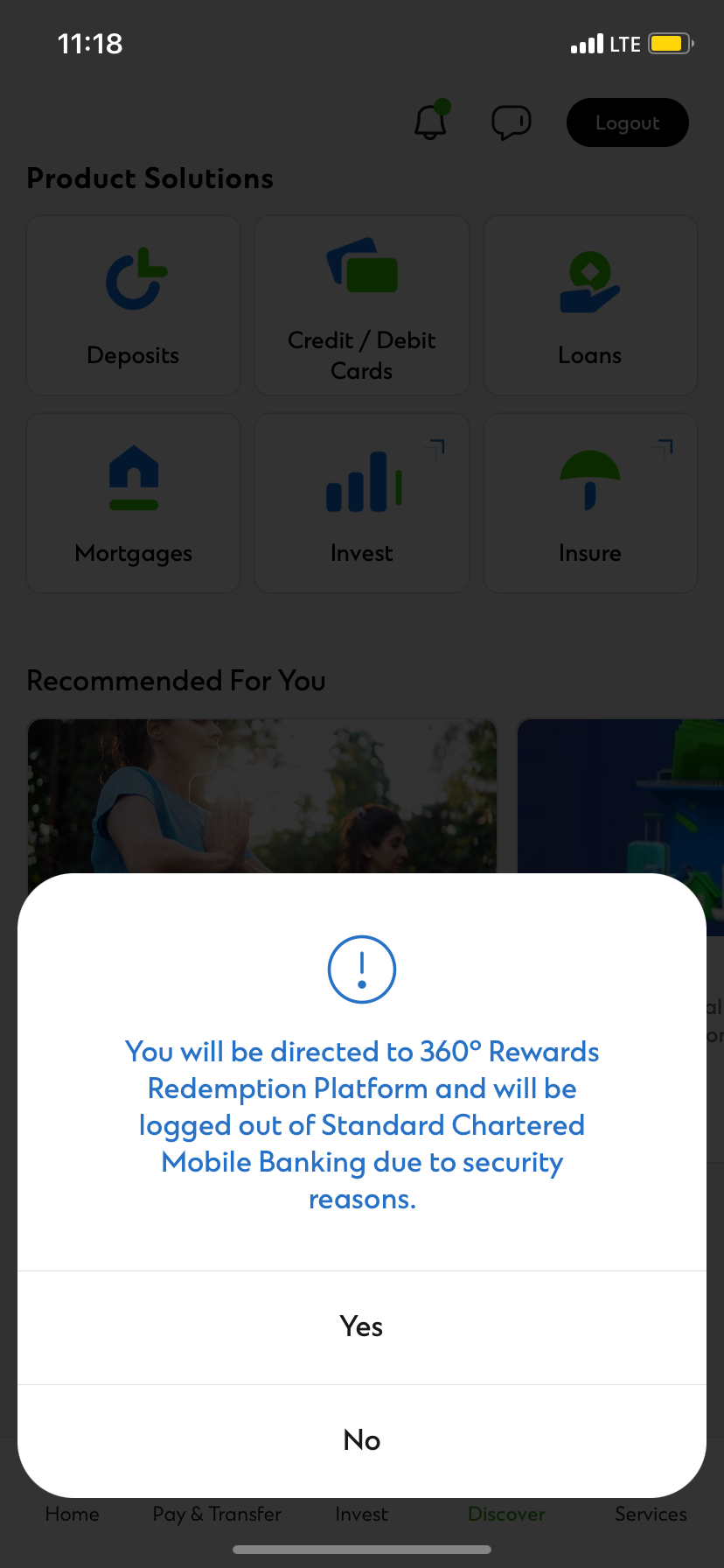 Click “Yes” and direct you to Rewards Platform