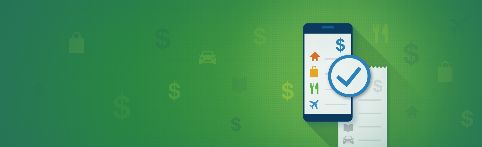 手提電話顯示著代表衣食住行的圖案